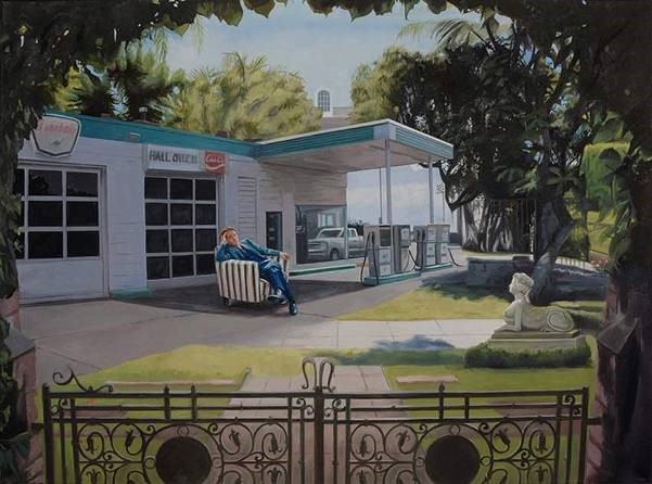 Fuelling at Oscar Wilde — Oil on canvas , 2010,100x135