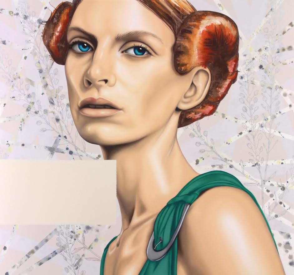 "Federgarten" 2015 — 140x150cm Lack und Lackstift auf Leinwand