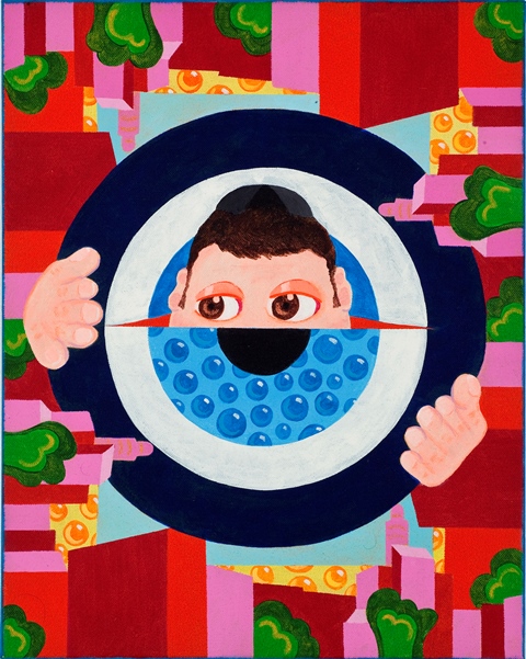 Peeping boy — 50x40 cm acrylic on canvas